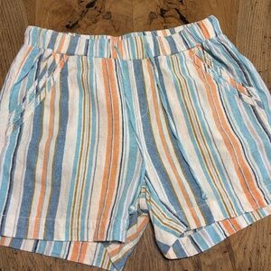 Briggs Striped Drawstring Shorts – Size Small Light Blue, White, Peach